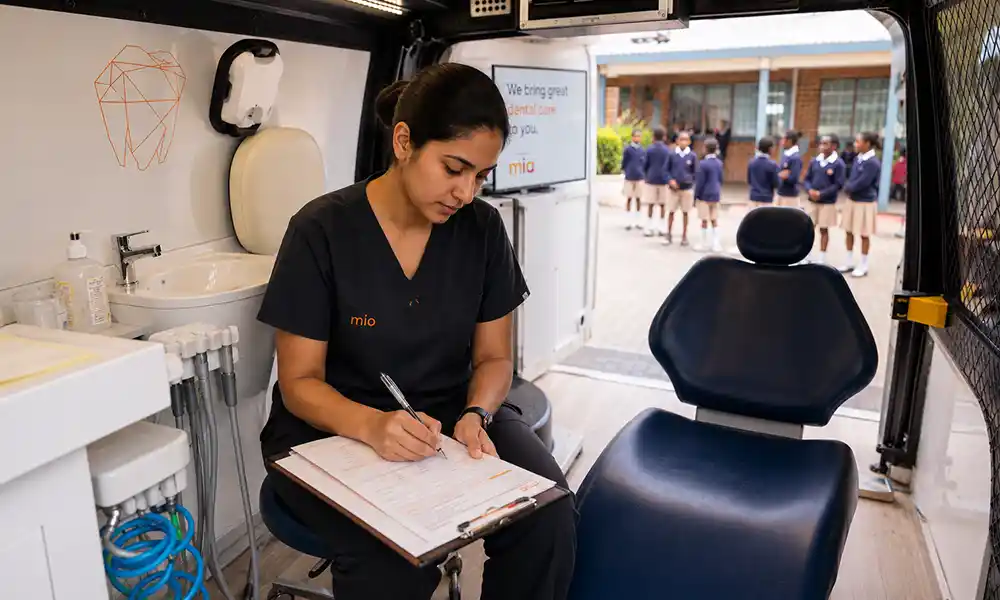 Written parent report prepared after a school dental visit